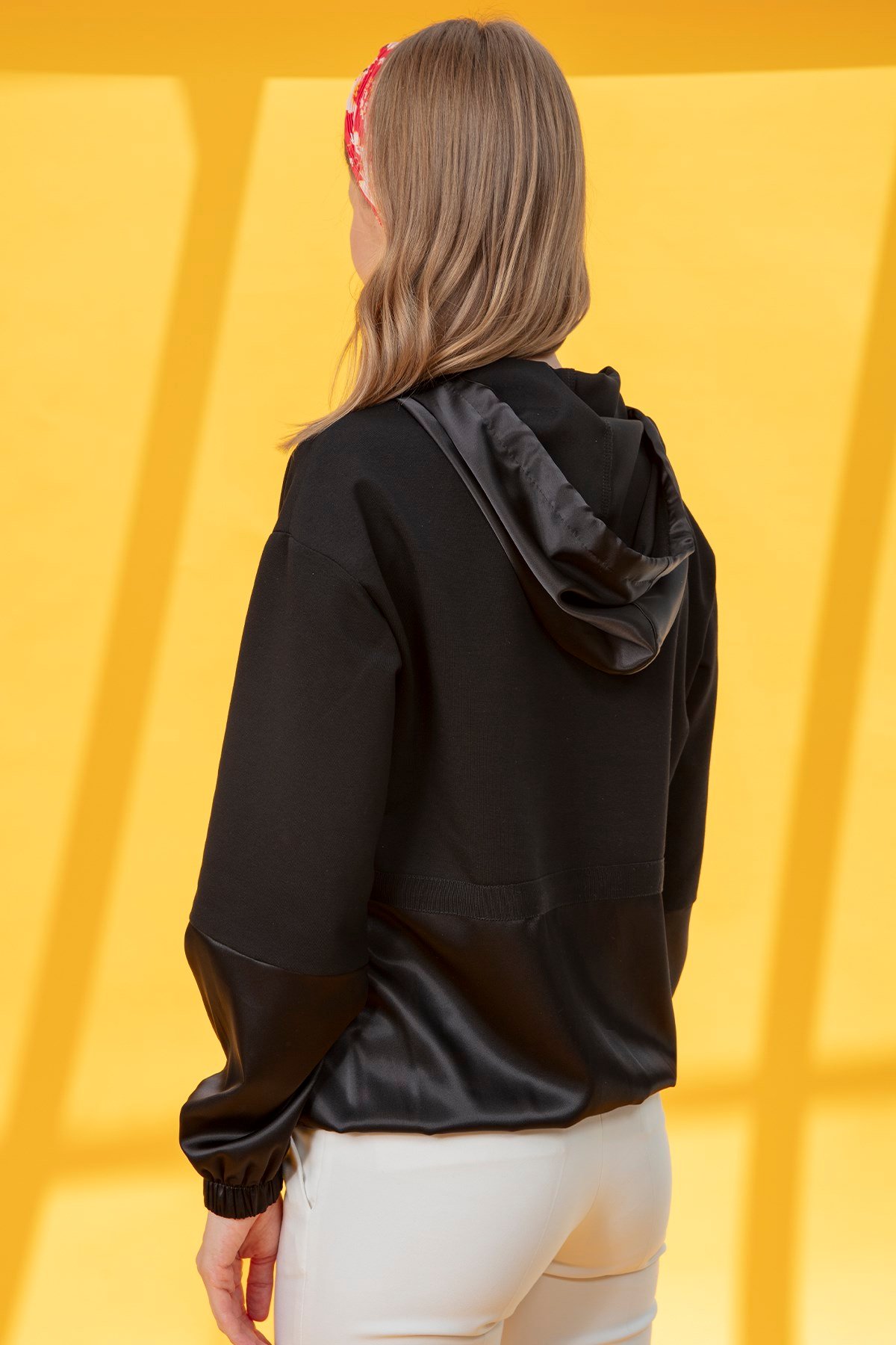 Sweatshirt-Kapüşonlu , Saten Garnili