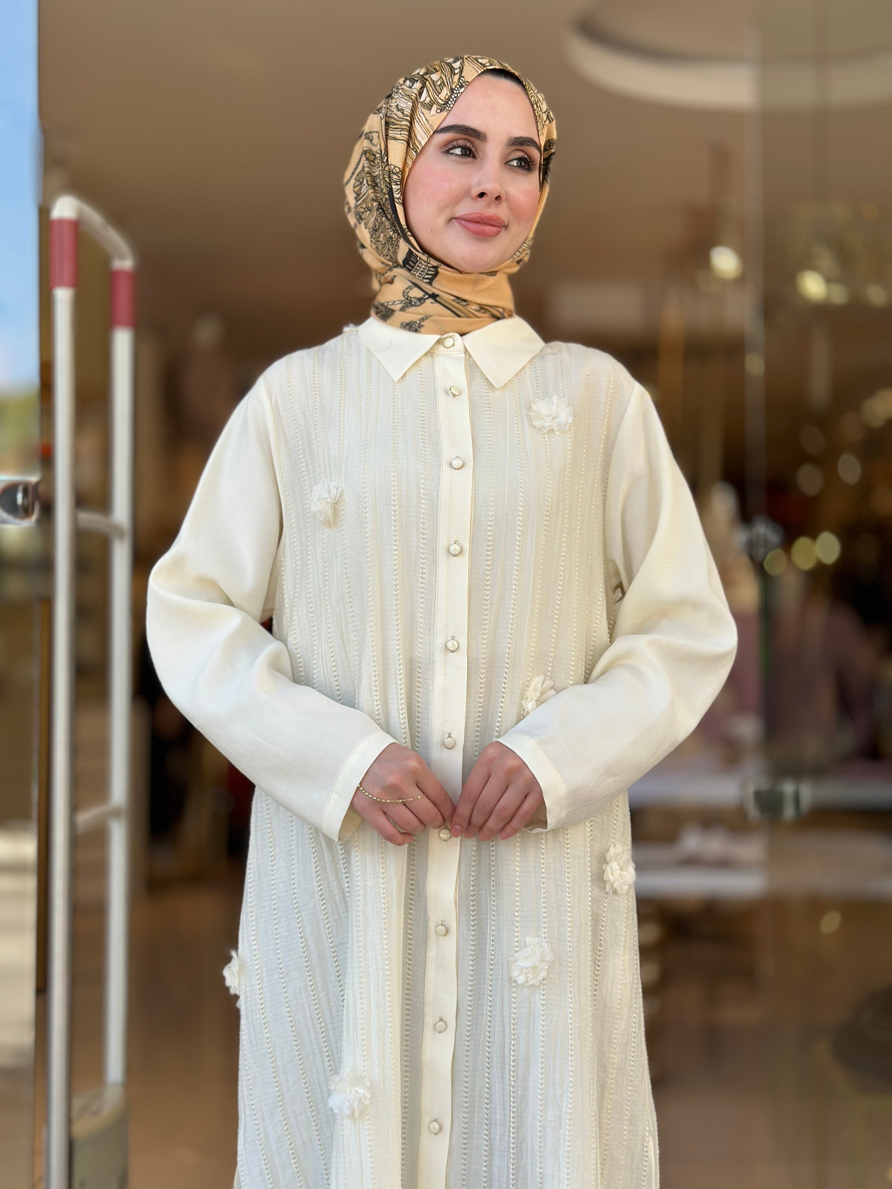 Çiçek Detay Tunik - Sarı 