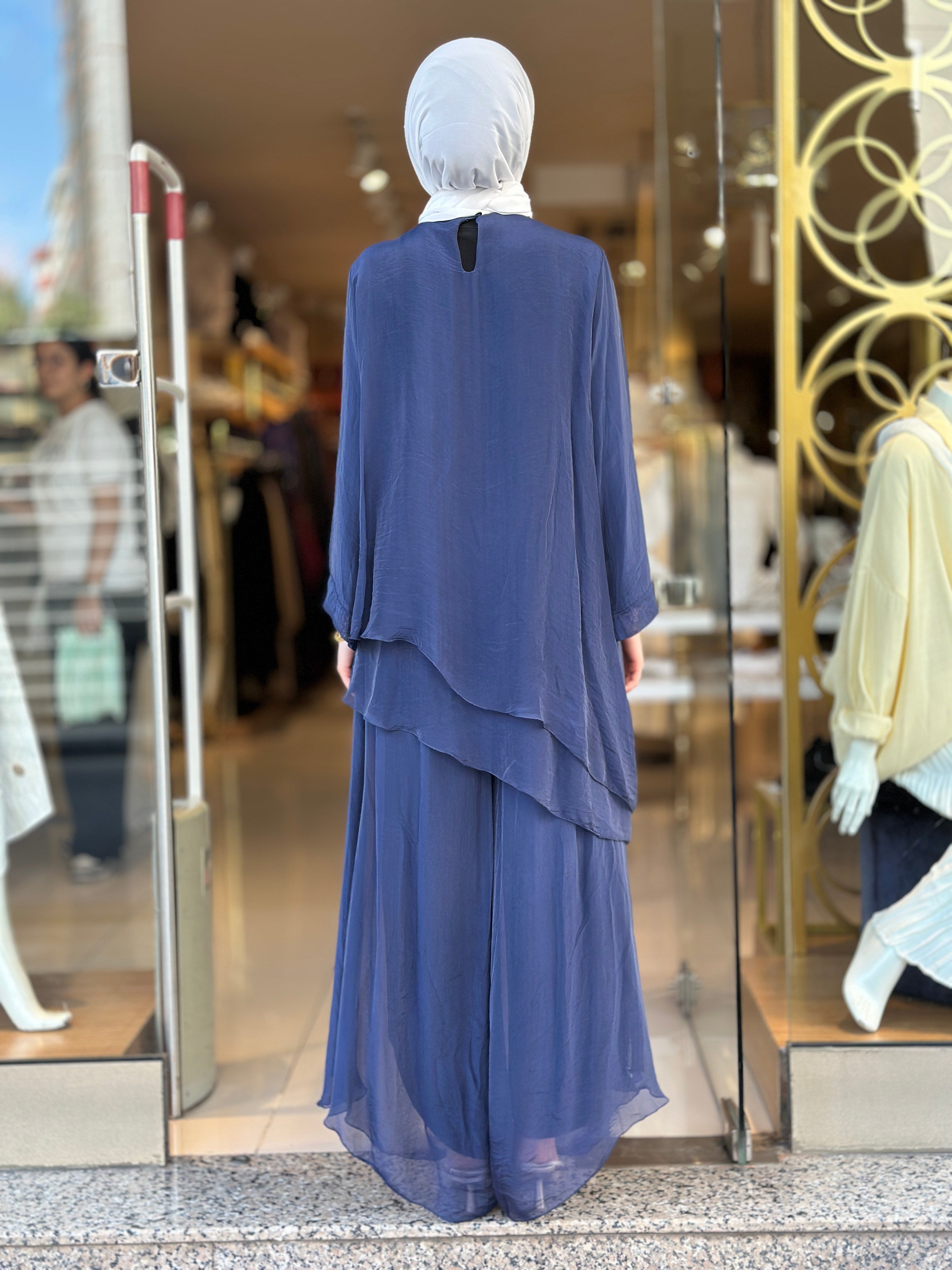 İthal İpek Nice Pantolonlu  Takım - Lacivert