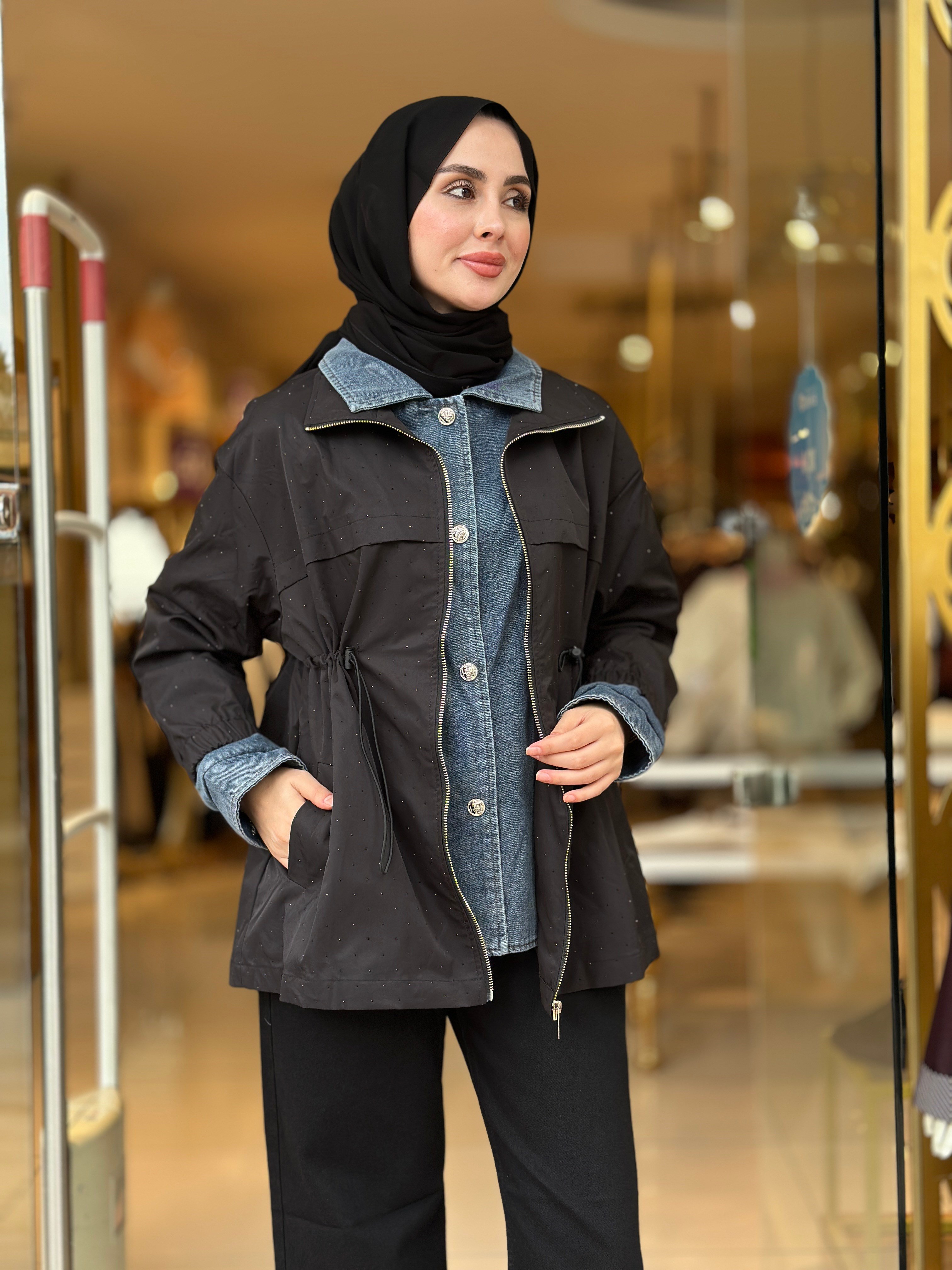 Kot Detaylı Kaban - Siyah 