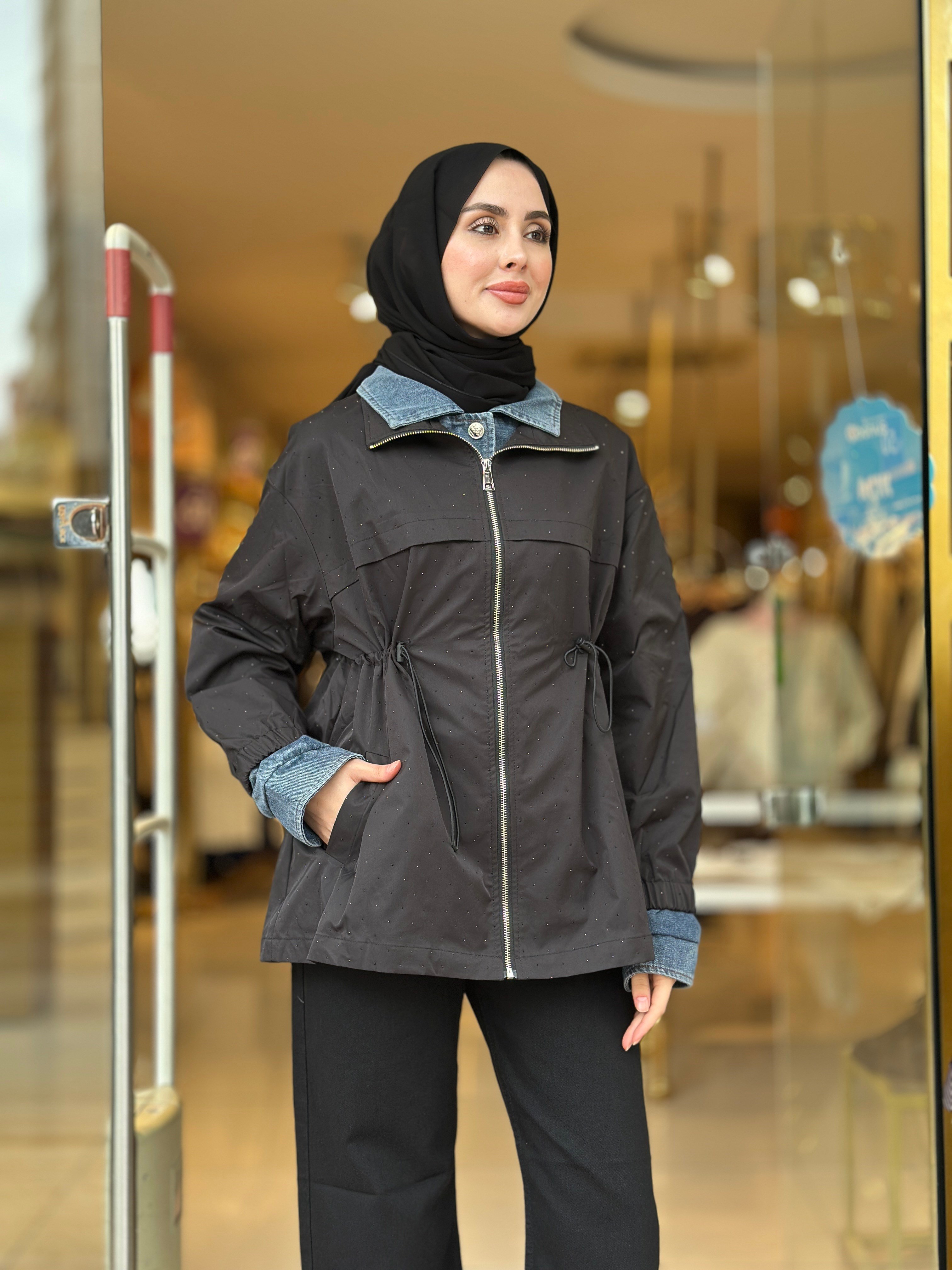 Kot Detaylı Kaban - Siyah 