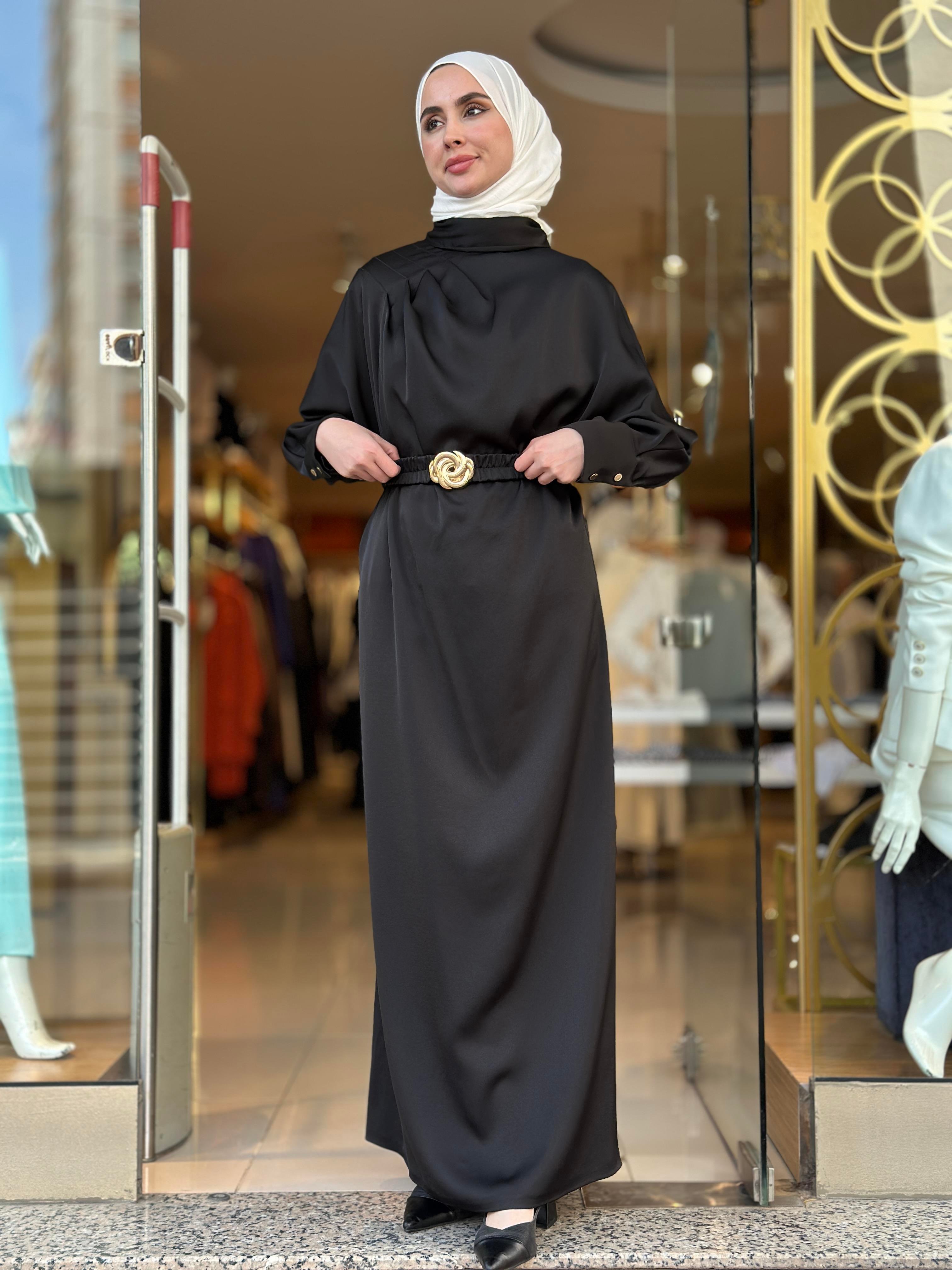 Midnight Silk Elbise - Siyah