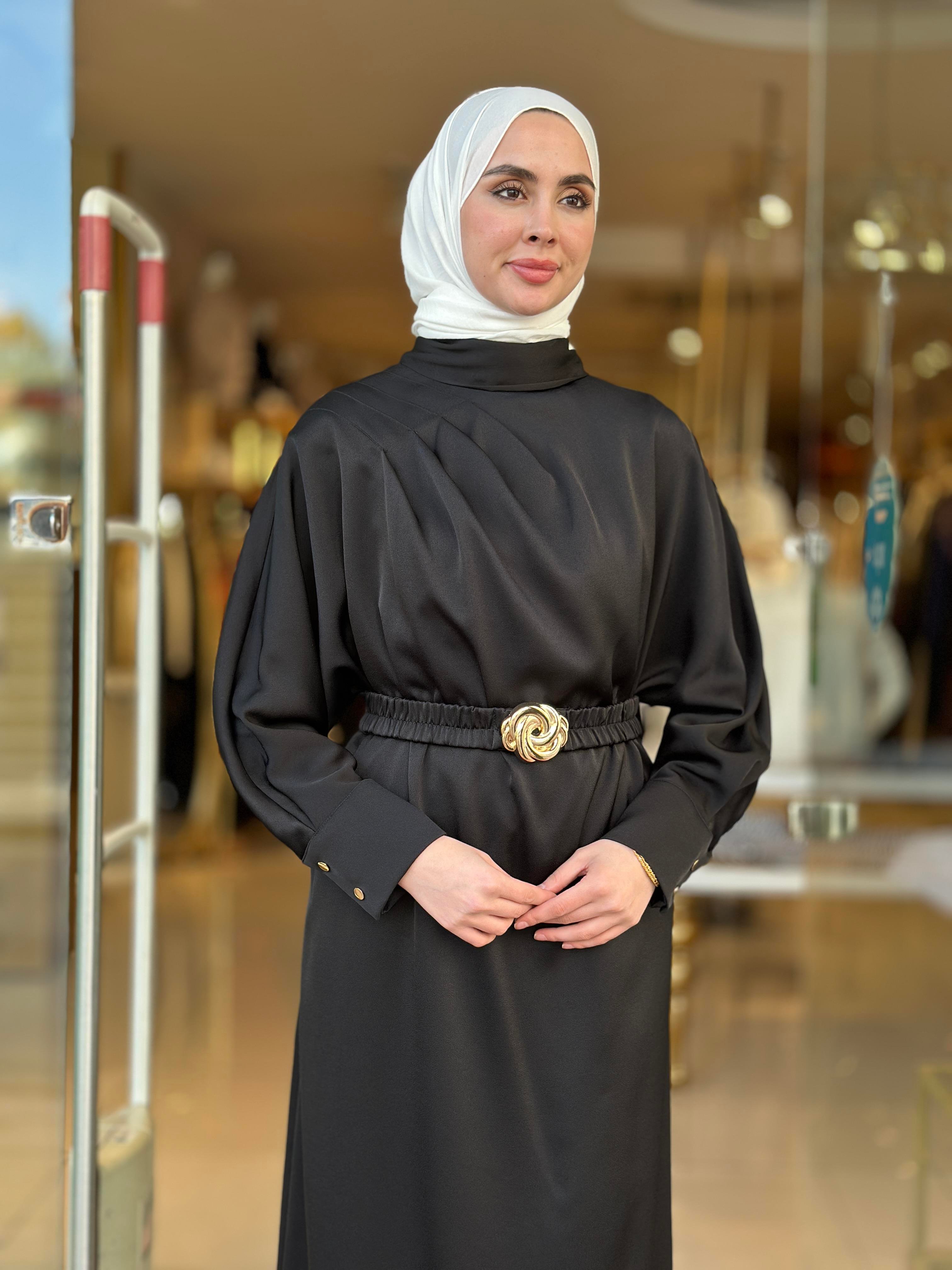 Midnight Silk Elbise - Siyah
