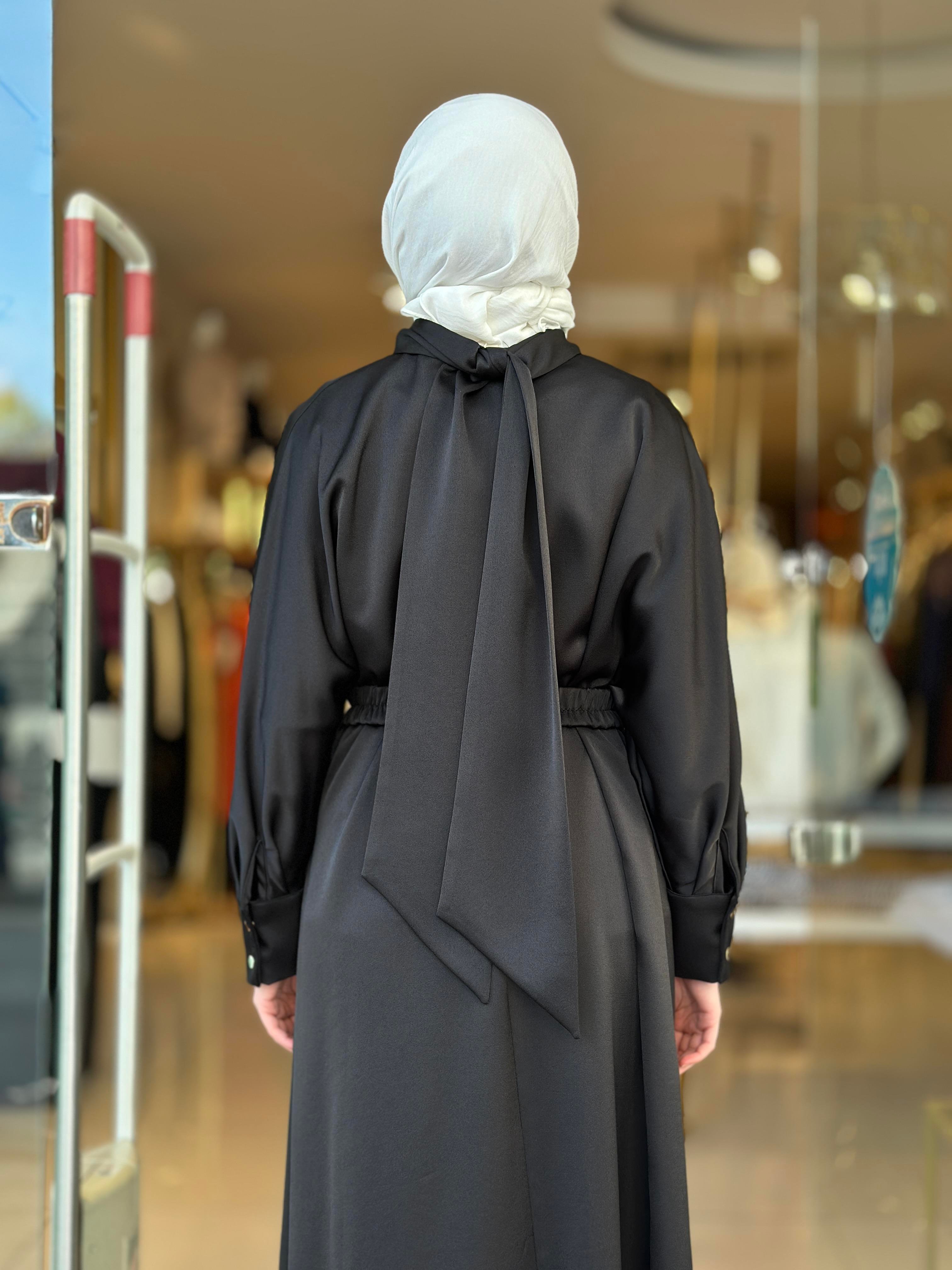 Midnight Silk Elbise - Siyah