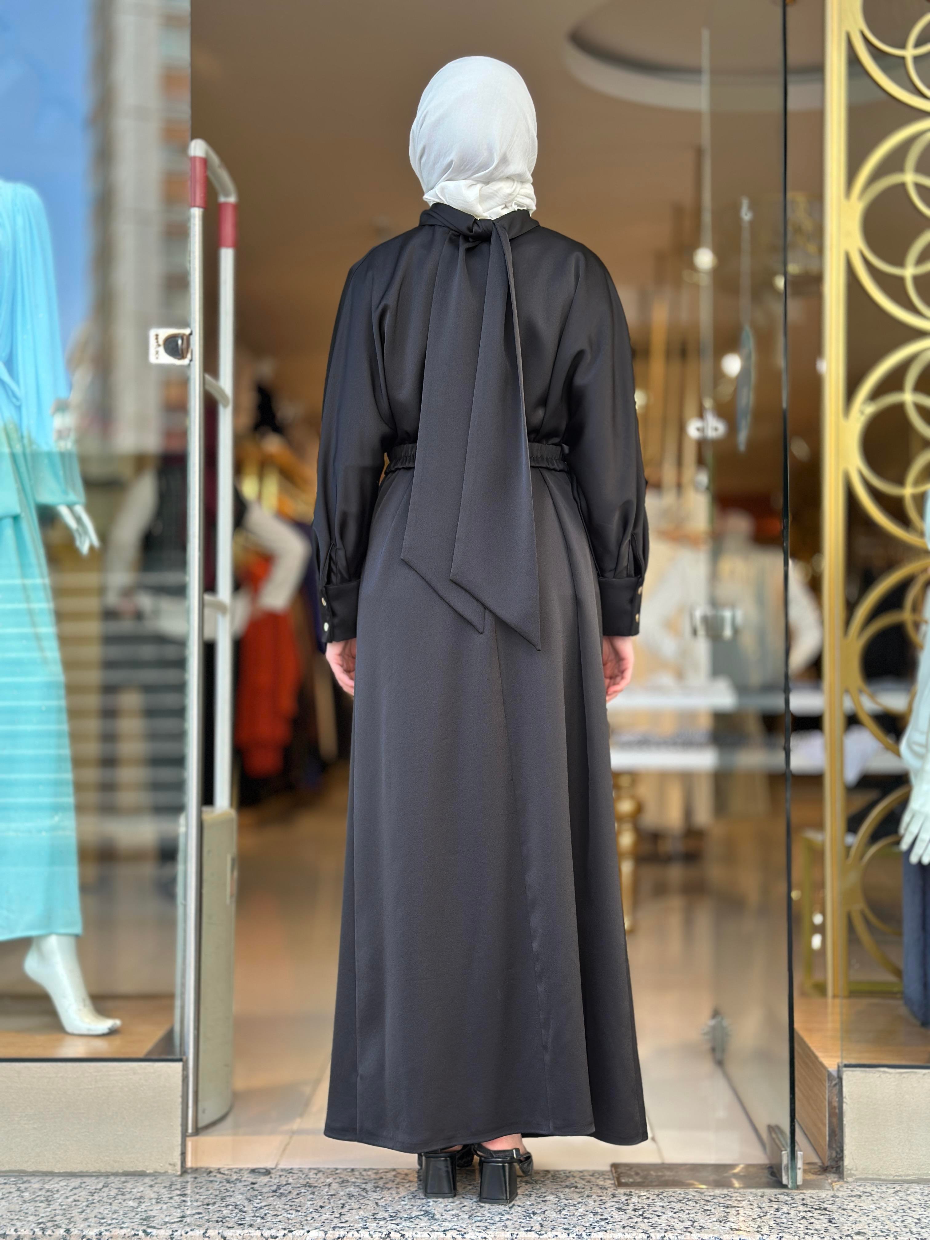 Midnight Silk Elbise - Siyah