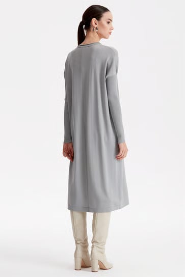 Önden Düğmeli Rayon Hırka - Gri