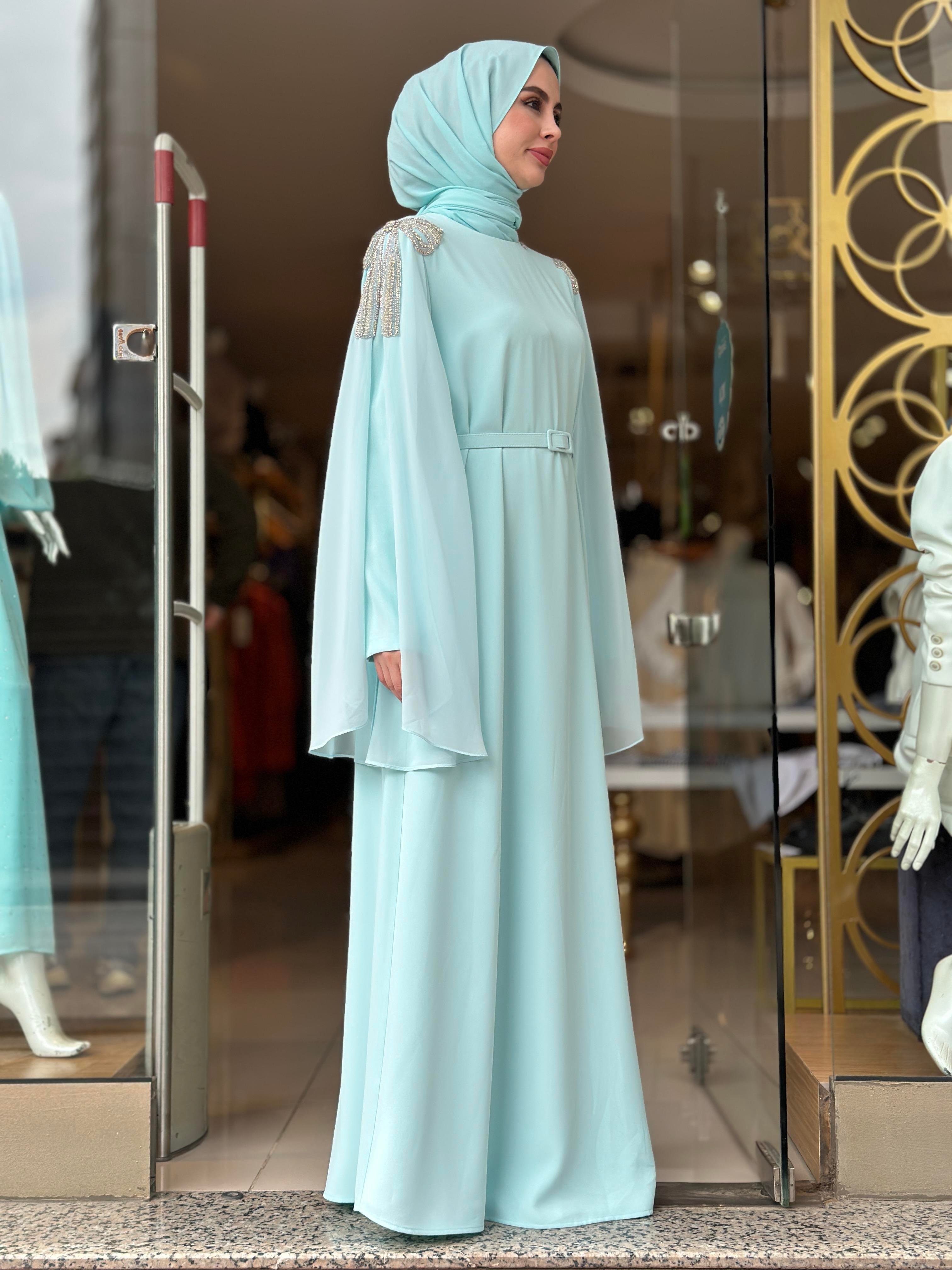 Senna Deluxe Elbise - Aqua 