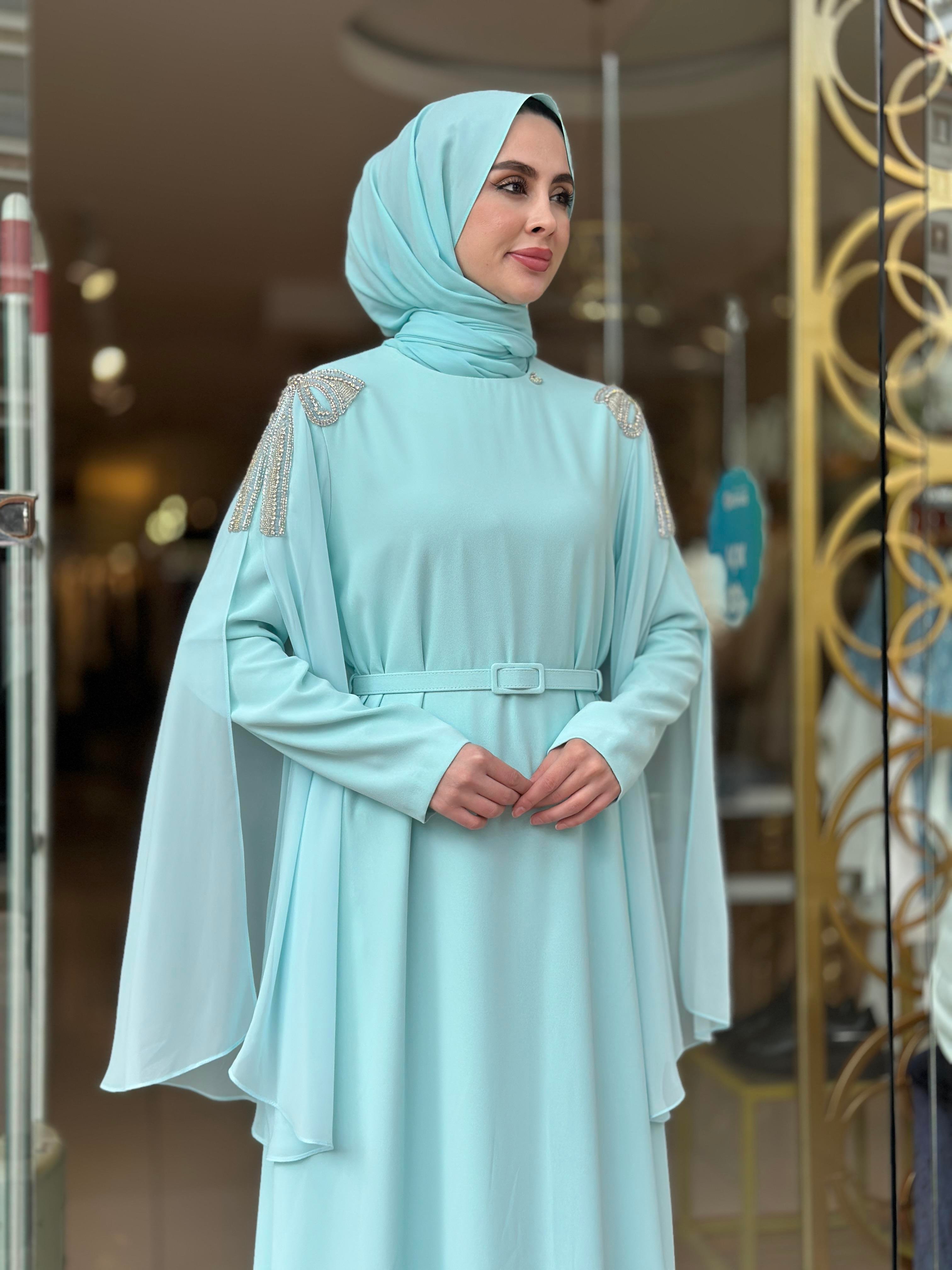 Senna Deluxe Elbise - Aqua 