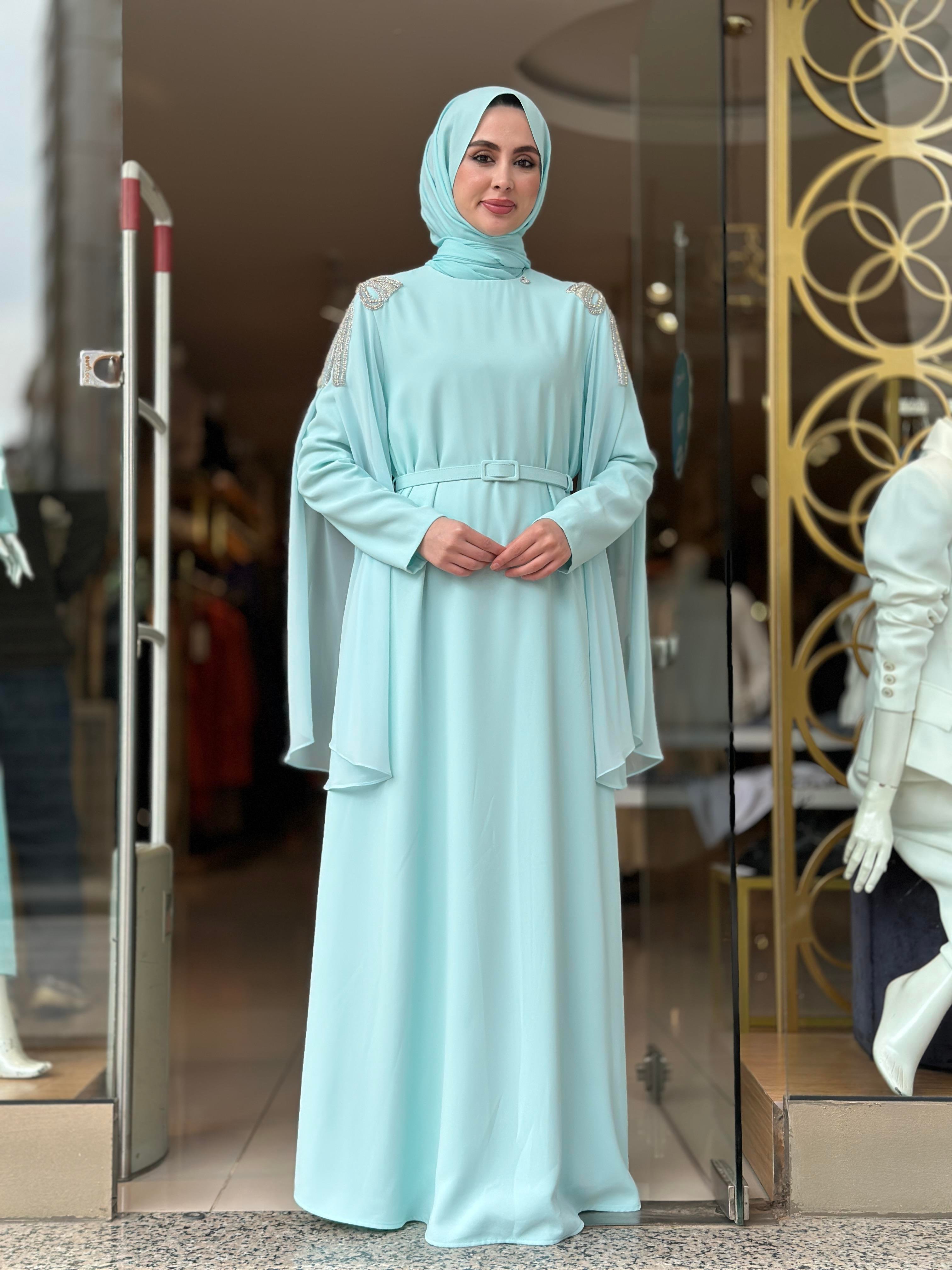 Senna Deluxe Elbise - Aqua 