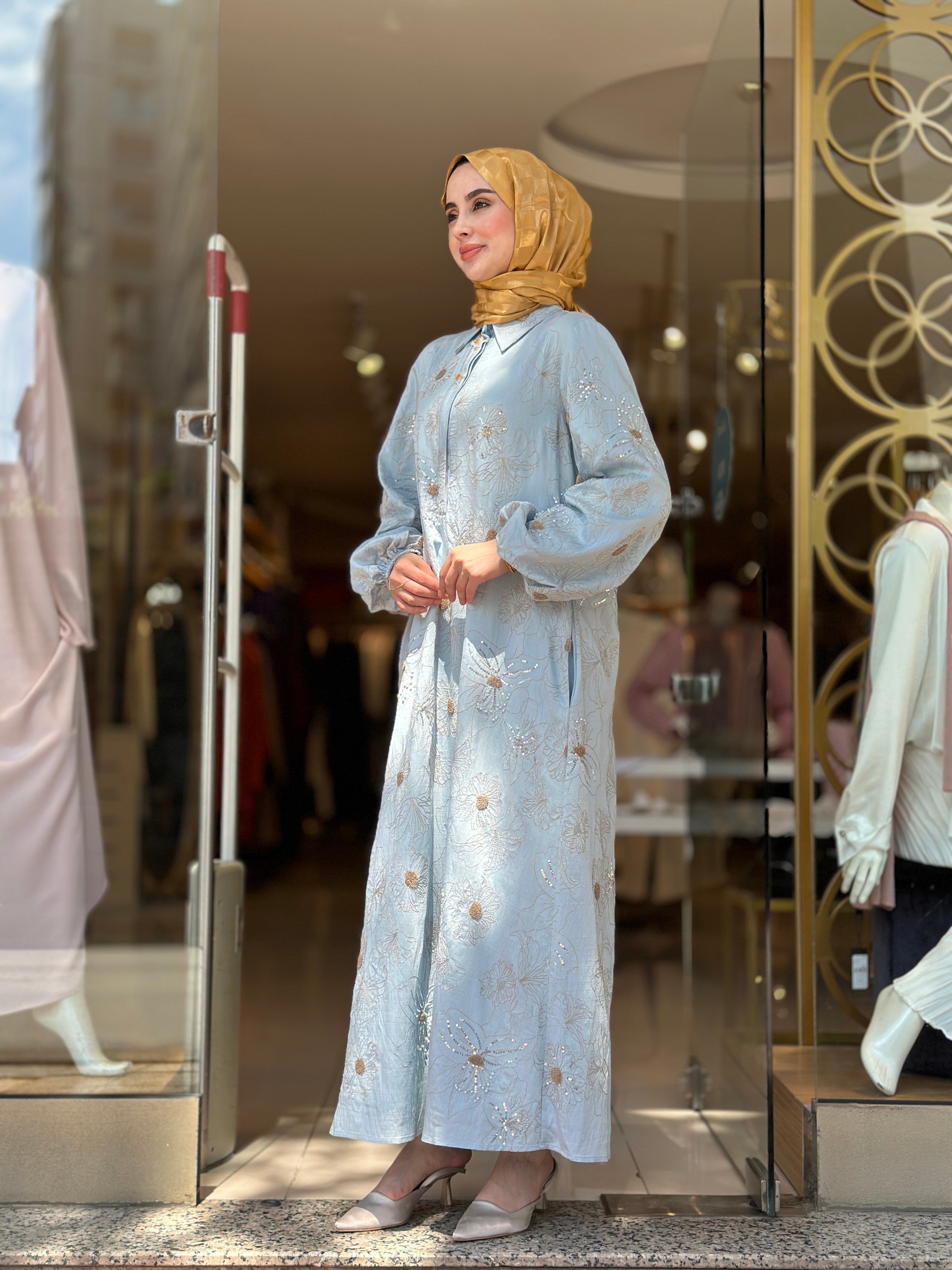 Senna Design Flone Elbise - Mavi