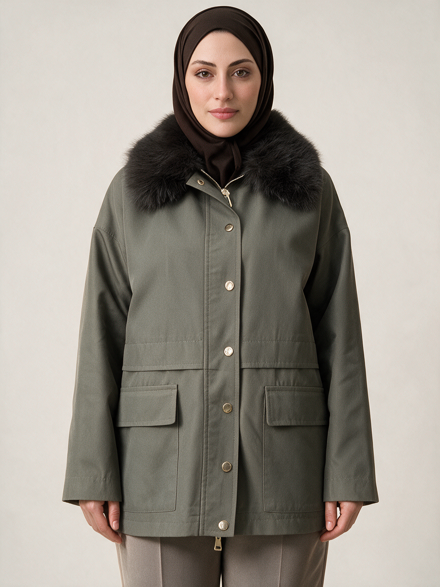 Special Kürklü Parka  - Vizon 