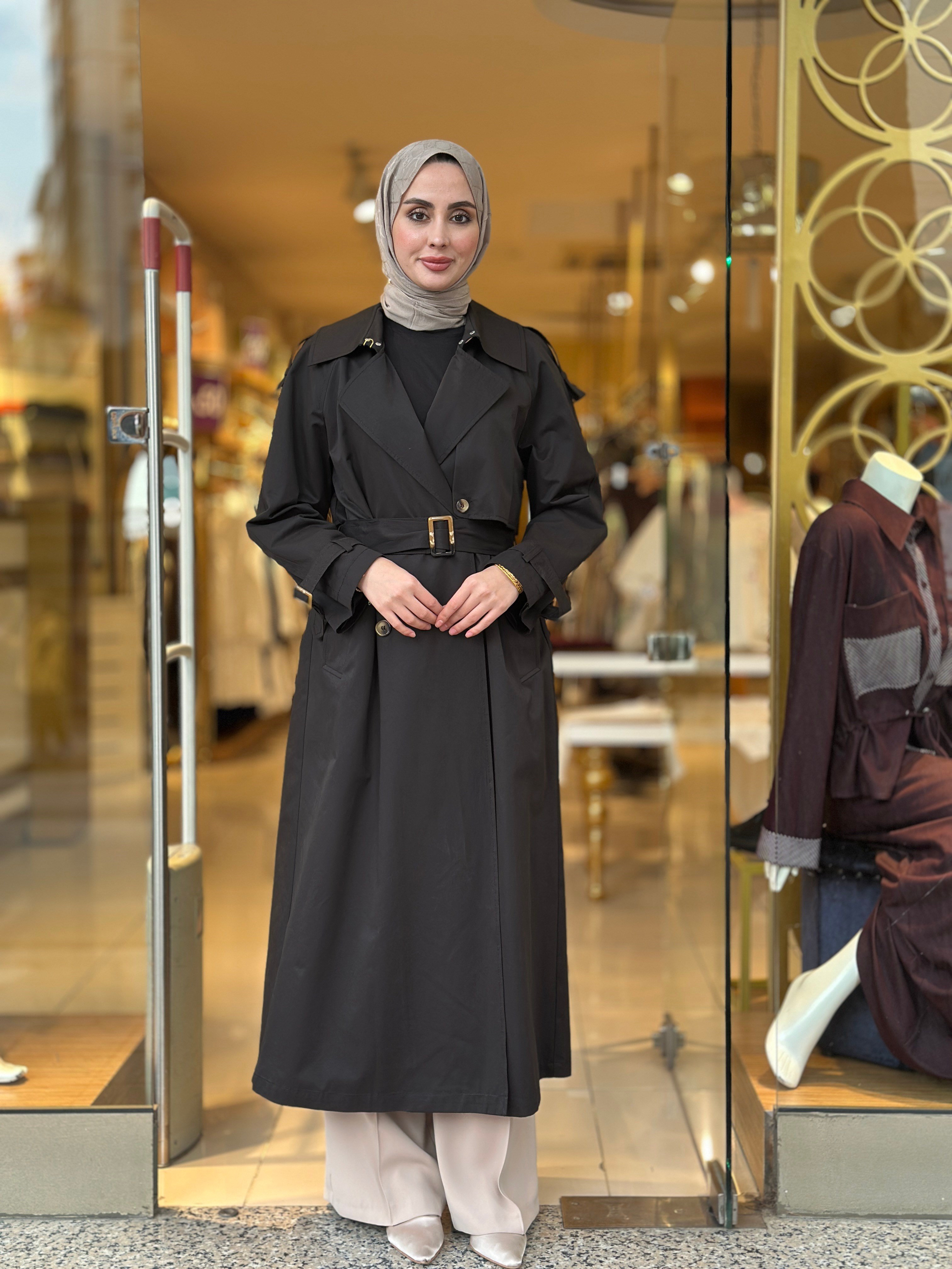 Spor Şık Trençkot - Siyah 