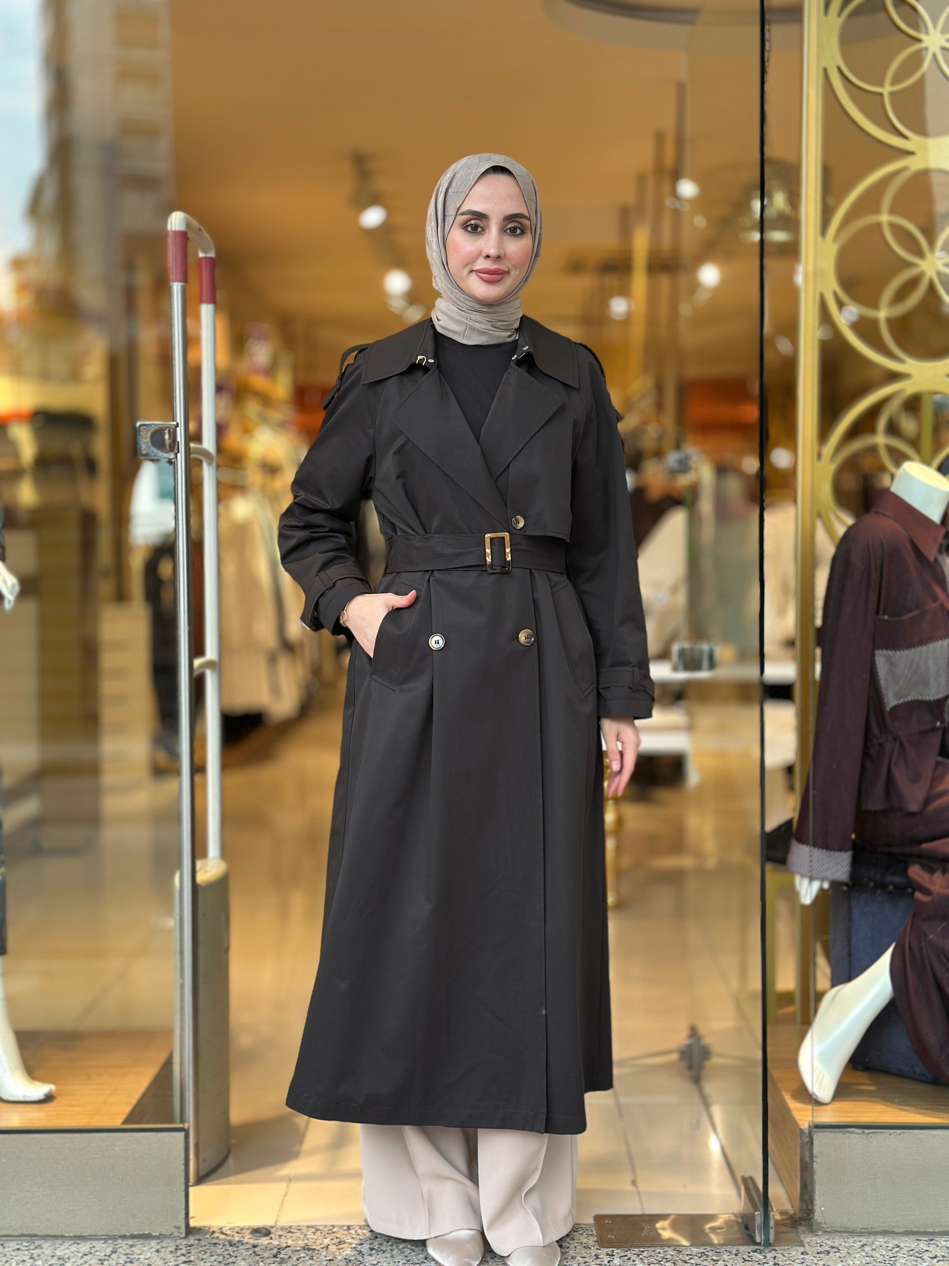 Spor Şık Trençkot - Siyah 