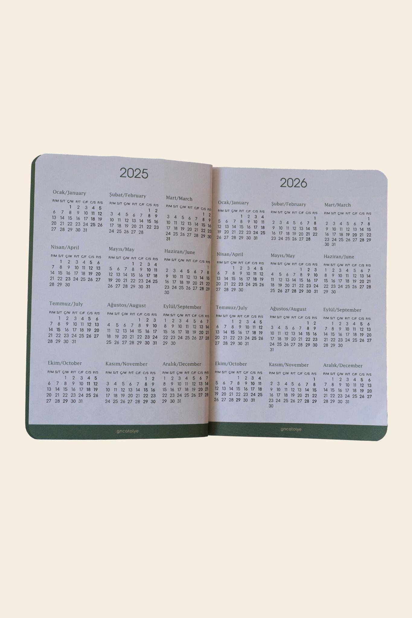 AYLIK PLANLAYICI-MONTHLY PLANNER / ANADOLU YEŞİL