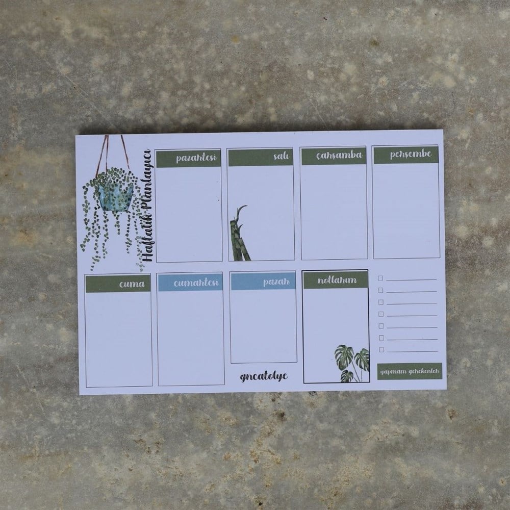 BİTKİ HAFTALIK PLANLAYICI