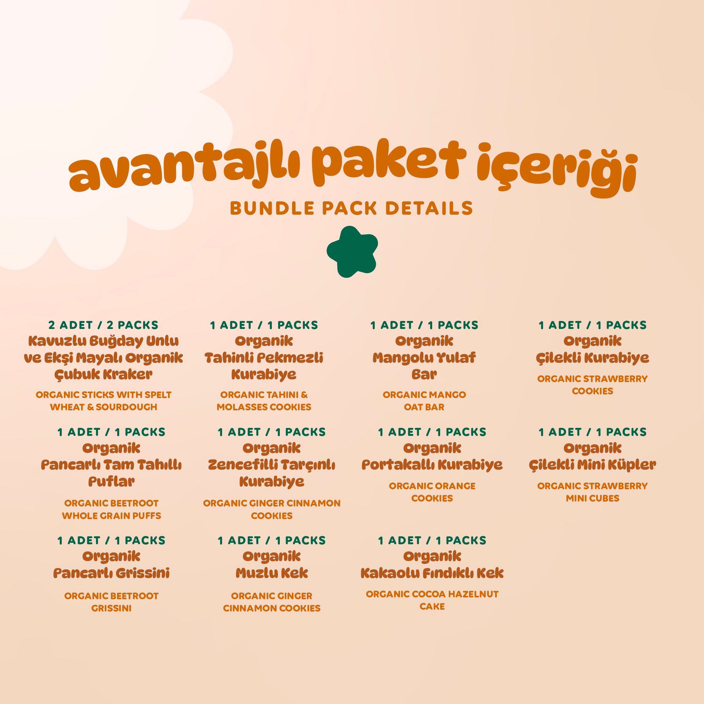 Okula Dönüş Organik Atıştırmalık Paketi - 12 Adet(11 Çeşit)  