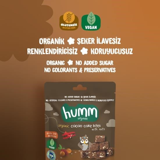 Organik Glutensiz Vegan Kakaolu ve Fındıklı Kek - 30g