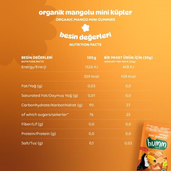 Organic Gluten-Free Vegan Mango Mini Cubes – 30g
