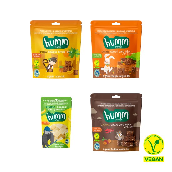 Organic Gluten Free Vegan Mini Gummies & Cake Bites Snack Pack - 4 Pieces (4 Varieties)