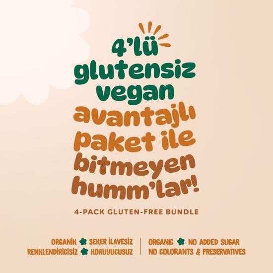 Organik Glutensiz Vegan Meyveli Küp & Kek Atıştırmalık Paketi - 4 adet (4 çeşit)
