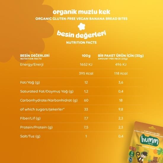 Organic Gluten-Free Vegan Bananabread Bites Snack Pack – 3 Packs