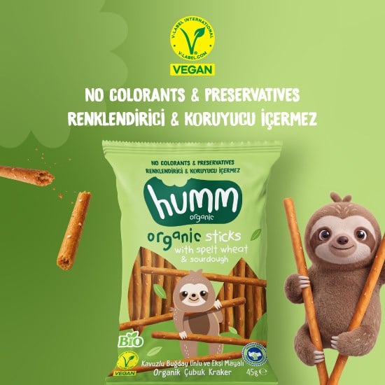 Organik Kavuzlu Buğday Unlu ve Ekşi Mayalı Çubuk Kraker - 45g