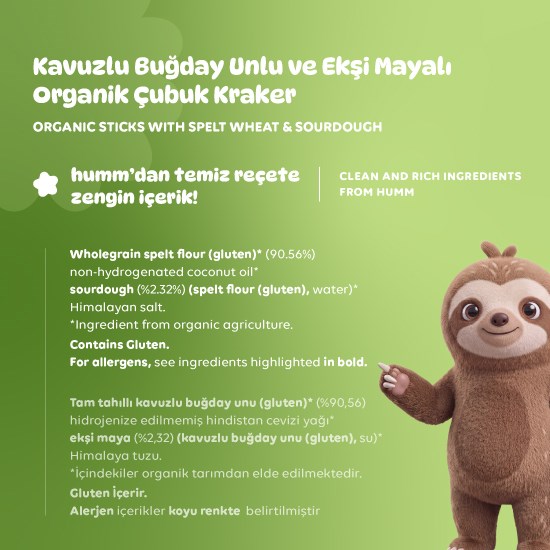 Organik Kavuzlu Buğday Unlu ve Ekşi Mayalı Çubuk Kraker - 12 Adet