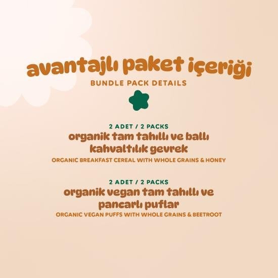 Organik Puf & Gevrek Atıştırmalık Paketi - 4 adet (2 çeşit)