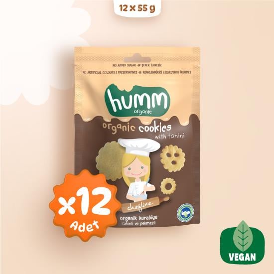 Organik Tahinli ve Pekmezli Vegan Kurabiye Atıştırmalık Paketi - 12 adet