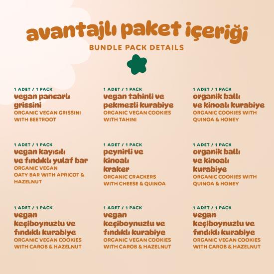 Organik Tatlı & Tuzlu Atıştırmalık Paketi - 9 adet (9 çeşit)
