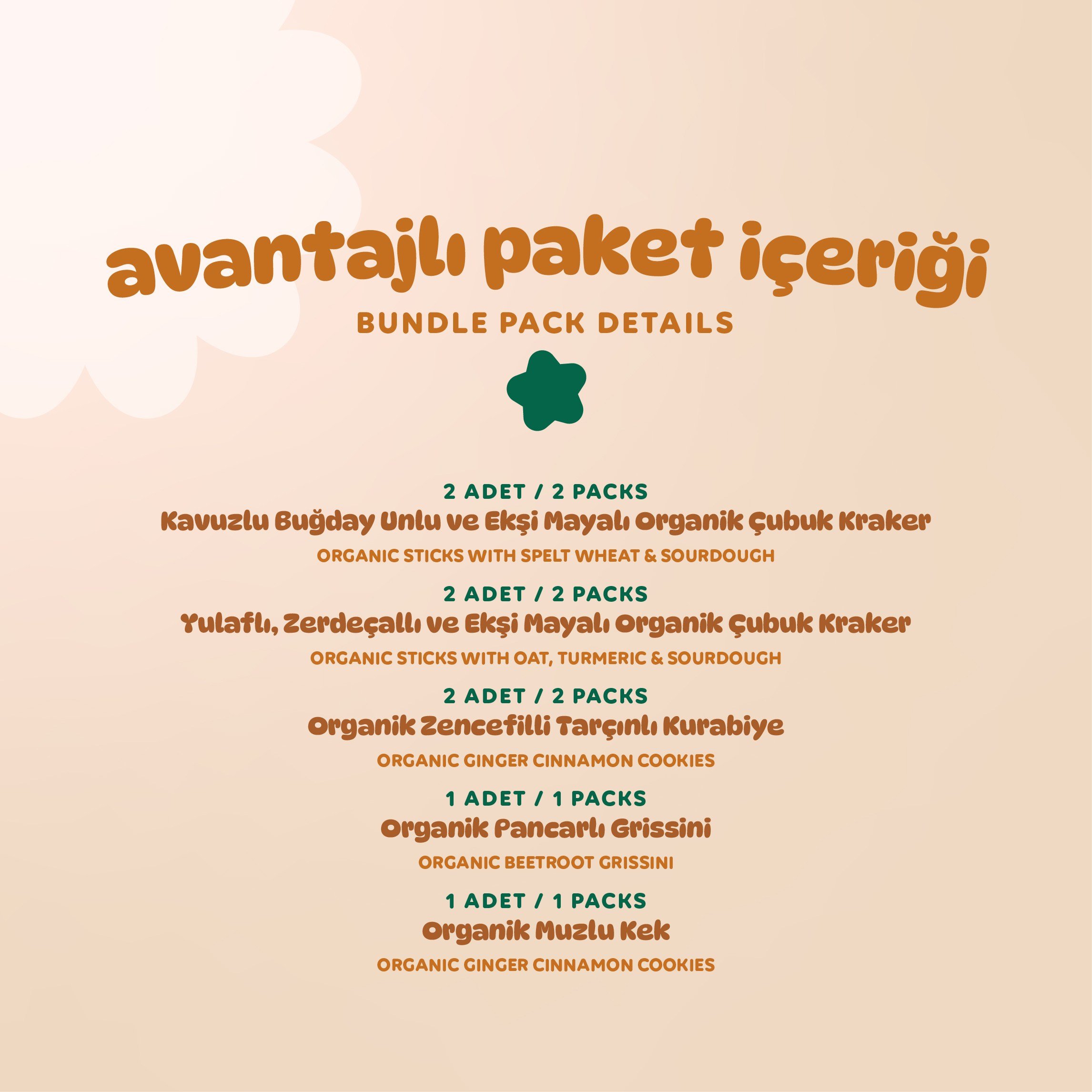 Organik Tatlı & Tuzlu Okul Çantası Atıştırmalık Paketi - 8 Adet(5 Çeşit)