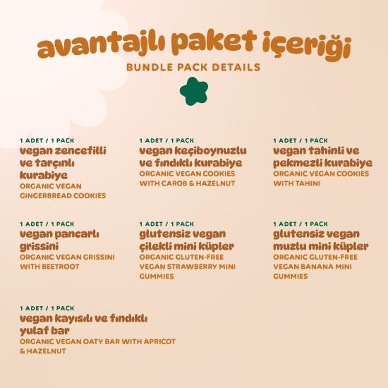 Organik Vegan Atıştırmalık Paketi - 7 adet (7 çeşit)