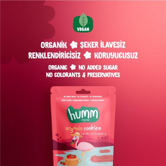 Organik Vegan Çilekli Kurabiye Atıştırmalık Paketi - 6 adet