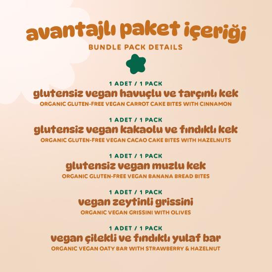 Organik Vegan En Yeniler Atıştırmalık Paketi - 5 adet (5 çeşit)