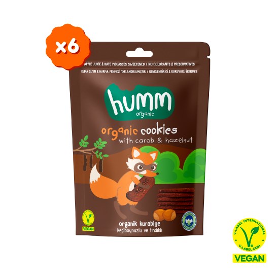 Organik Vegan Keçiboynuzlu ve Fındıklı Kurabiye Atıştırmalık Paketi - 6 adet