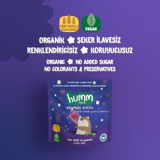 Organik Vegan Pancarlı ve Tam Tahıllı Puflar Atıştırmalık Paketi - 6 adet