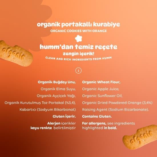 Organik Vegan Portakallı Kurabiye Atıştırmalık Paketi - 12 adet