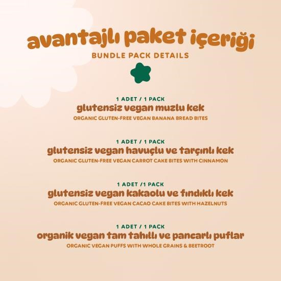 Organic Vegan Puff & Gluten Free Cake Bites Snack Pack - 4 Pieces (4 Varieties)