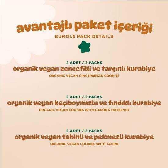 Organik Vegan Tatlı Kurabiye Atıştırmalık Paketi - 6 adet (3 çeşit)