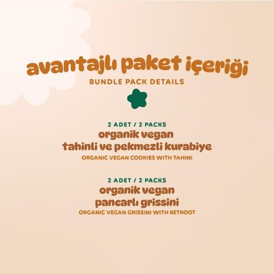 Organic Vegan Savory Grissini & Sweet Cookies Snack Pack - 4 Pieces (2 Varieties)
