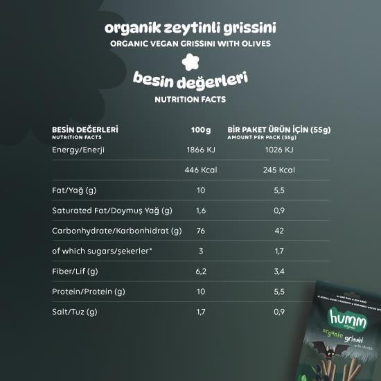 Organik Vegan Zeytinli Grissini Atıştırmalık Paketi - 8 adet