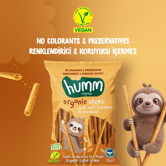 Organik Yulaflı Zerdeçallı ve Ekşi Mayalı Çubuk Kraker - 45g