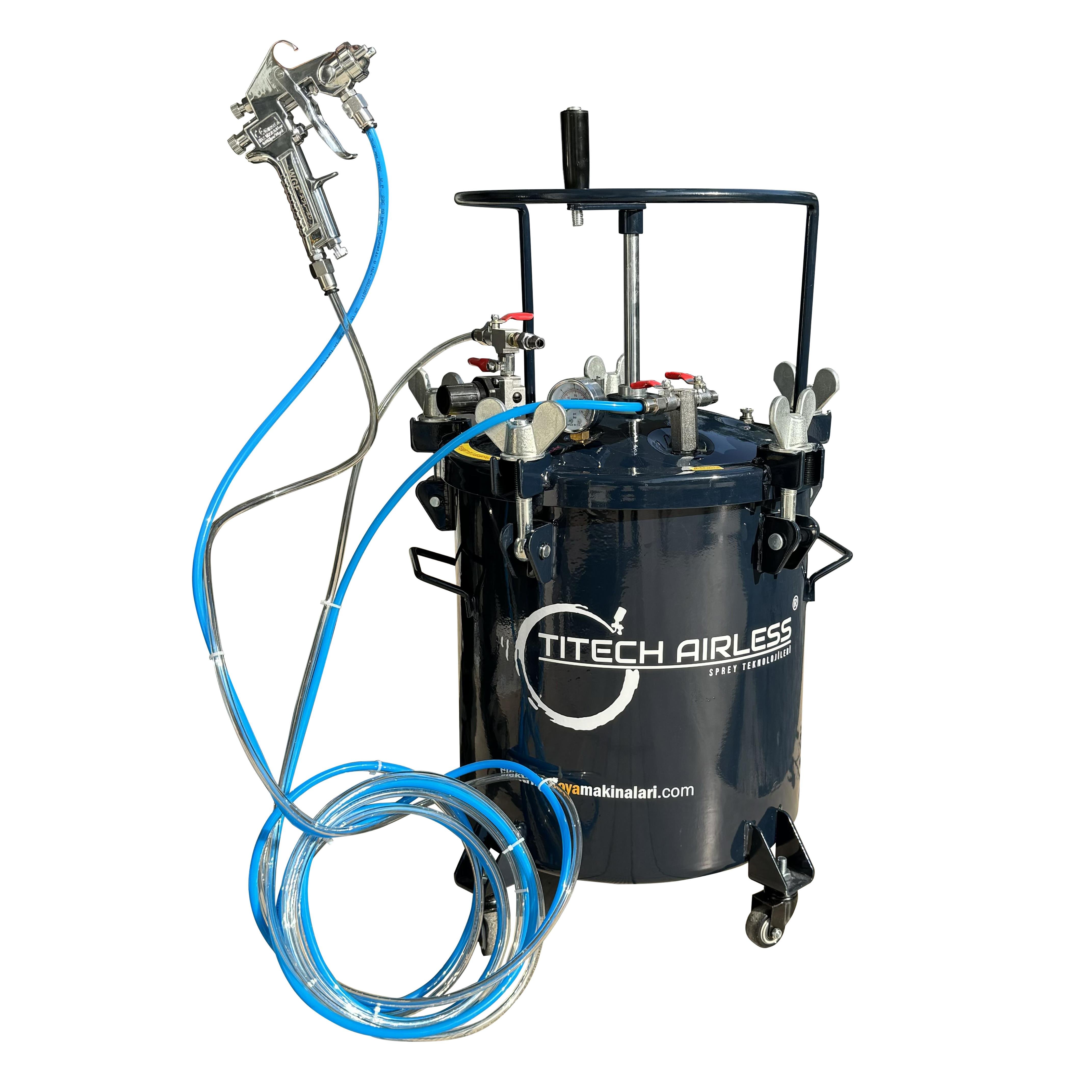 40 Litre Manuel Karıştırıcılı Teflon Kaplı Basınçlı Boya Tankı
