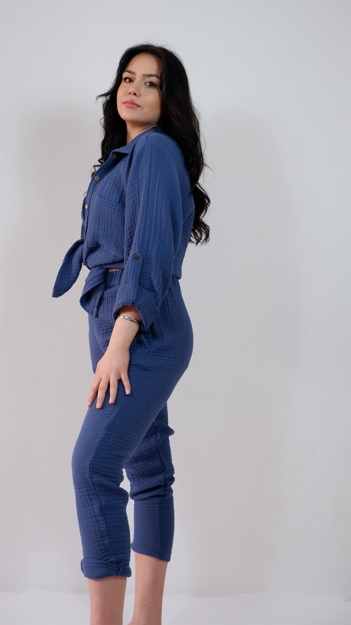 Spring-Summer Collection Müslin Gömlek Pantolon Takımı