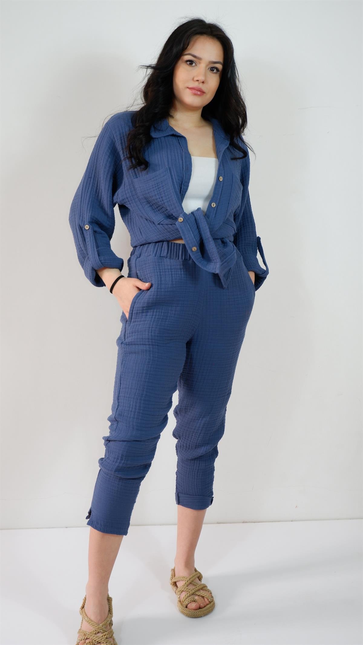 Spring-Summer Collection Müslin Gömlek Pantolon Takımı