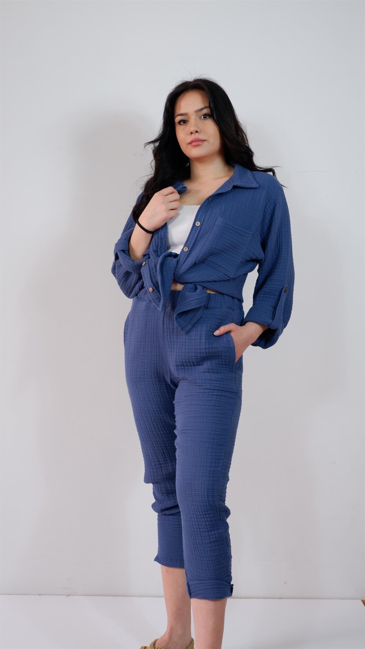 Spring-Summer Collection Müslin Gömlek Pantolon Takımı