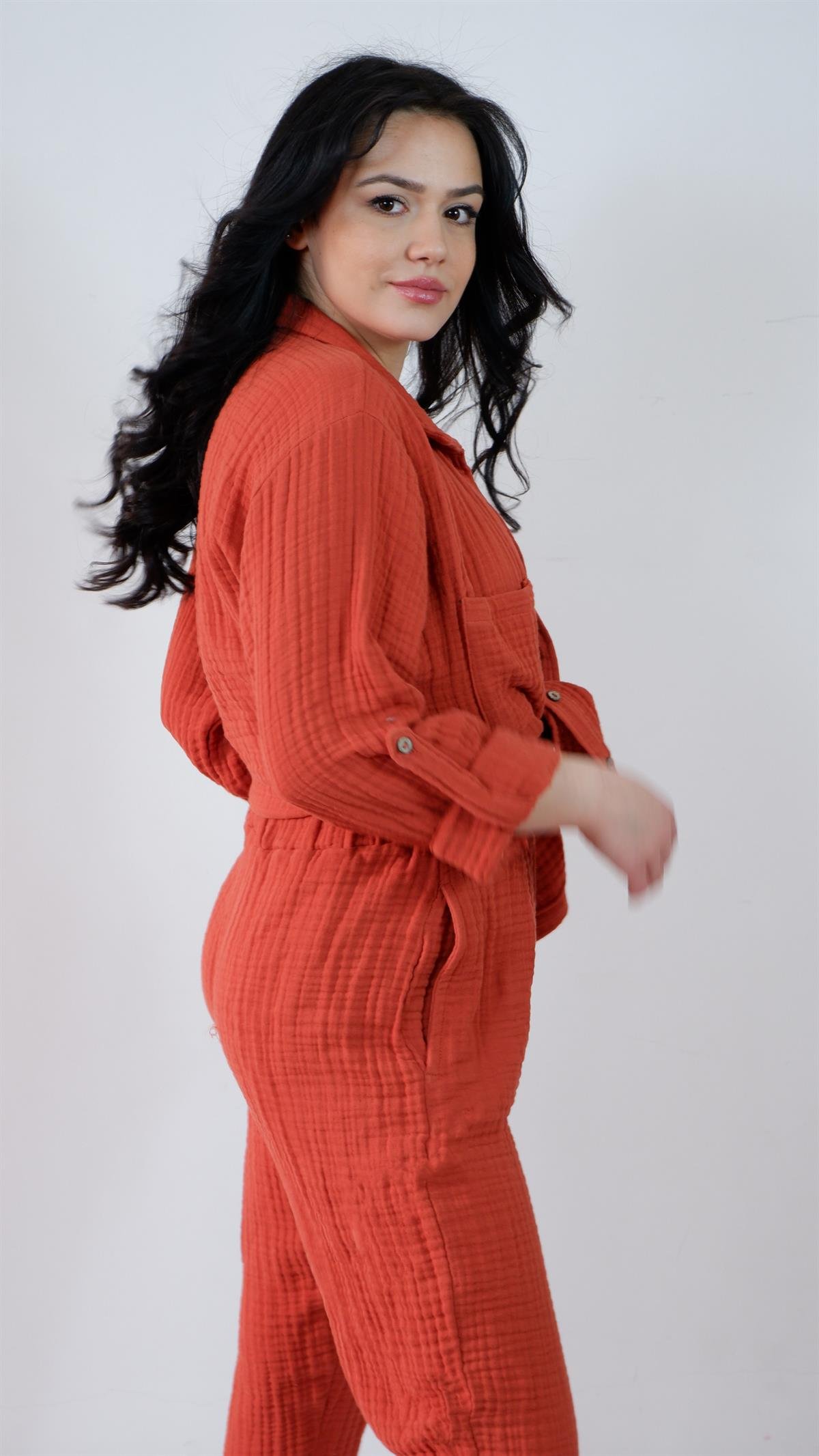 Spring-Summer Collection Müslin Gömlek Pantolon Takımı