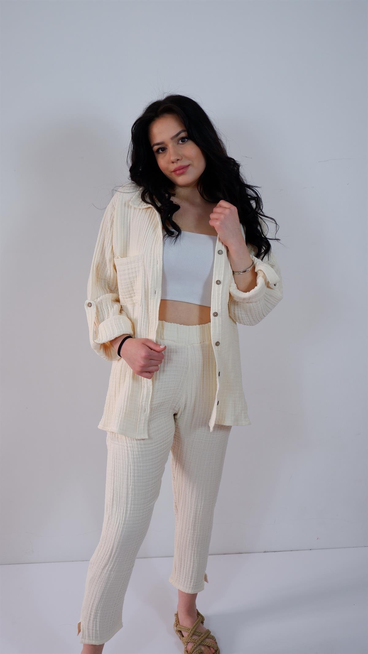 Spring-Summer Collection Müslin Gömlek Pantolon Takımı