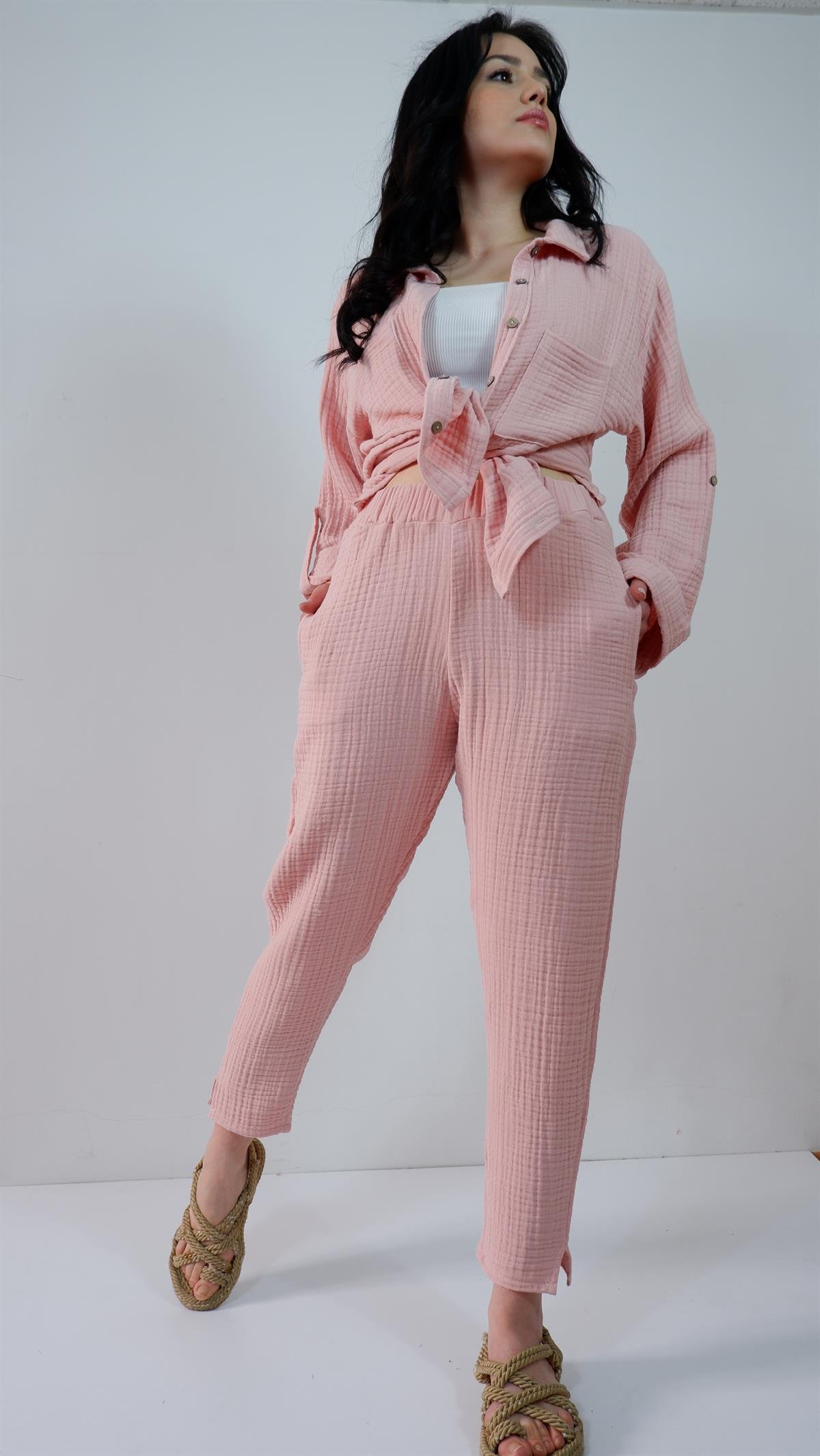 Spring-Summer Collection Müslin Gömlek Pantolon Takımı