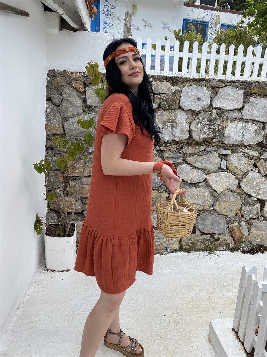 Spring-Summer Collection Müslin Uçan Kol Elbise